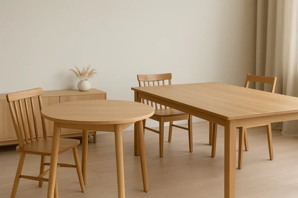 Apaļš vai taisnstūrveida galds – kā forma ietekmē telpas sajūtu